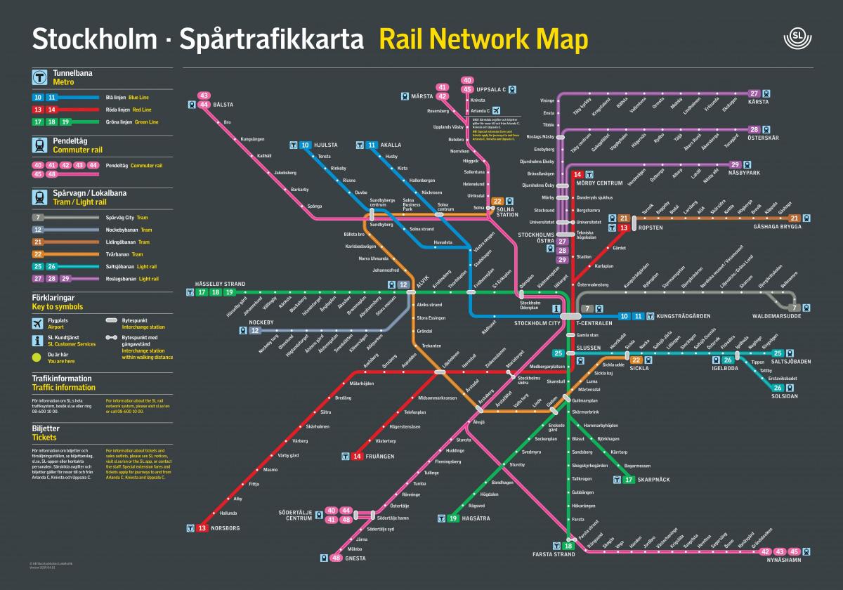 Mapa de las estaciones de tranvía de Estocolmo